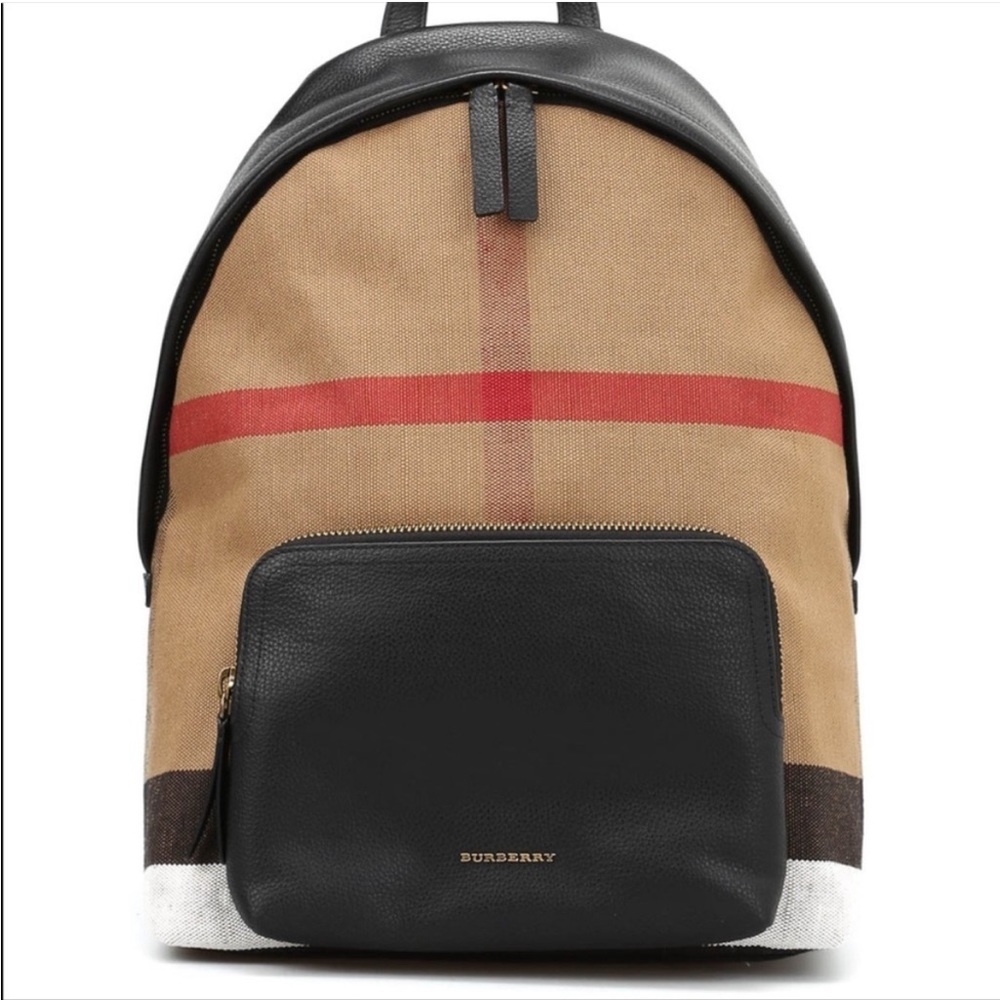Burberry Aabbeydale check plaid leather unisex backpack